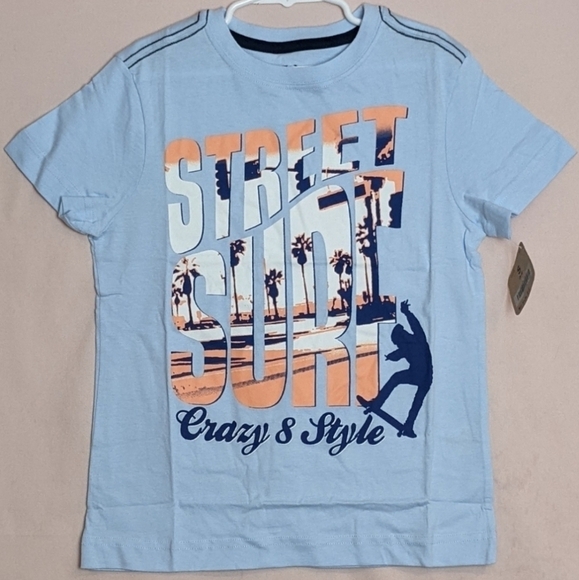 Crazy 8 Light Blue Surf Short Sleeve Graphic Tee - Picture 1 of 5